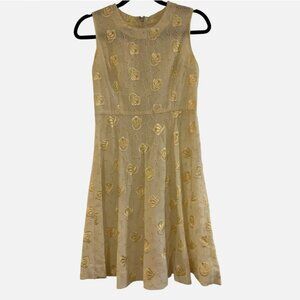 Party Sundress: 1960s vintage yellow rose embroidery Sz S/XS